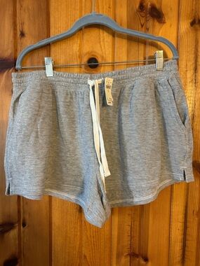 aerie Light Gray Ribbed Lounge Shorts with Drawstring